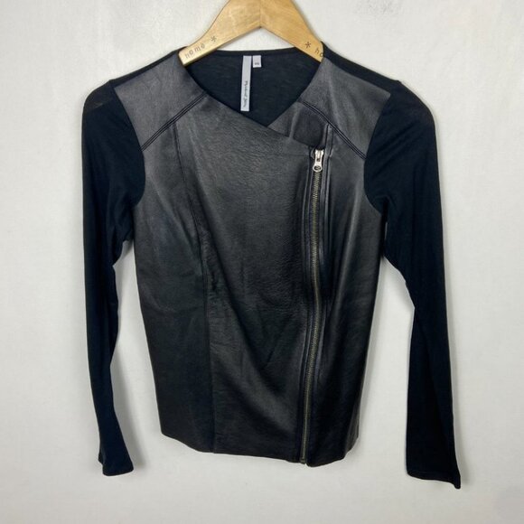 Revolve Michael Stars 100% Leather Lea Moto Asymmetric Zip Jacket Size XS Boho - Picture 14 of 14